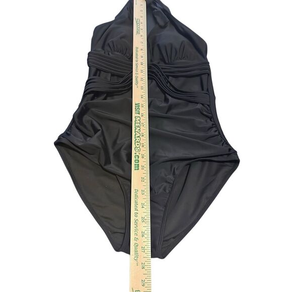 Smismivo Black Size L Tummy Control Ruched Swimwear Halter One Piece Swimsuit Ba - Picture 8 of 10